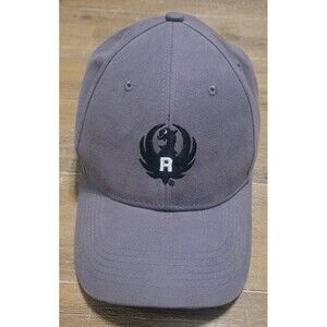 Ruger Firearms Charcoal Gray Cotton Strapback Cap Hat Embroidered Black Logo